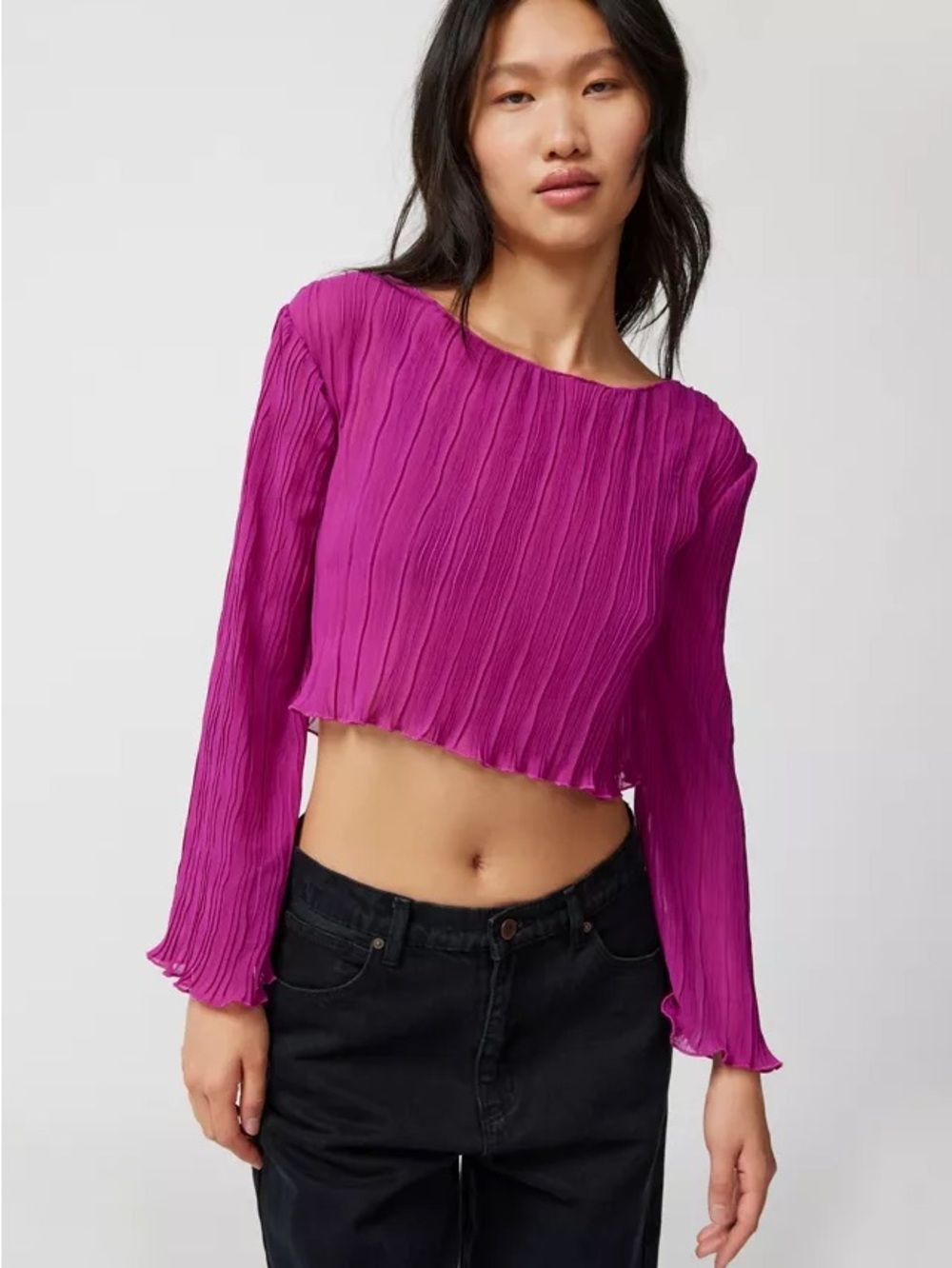 Uo Orion Plisse Tieback Top in Fuchsia